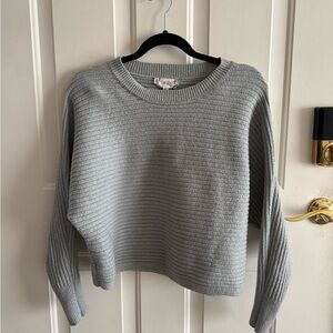 Pink Rose Light Gray Ribbed Sweater